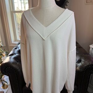 BiBi Cream V-Neck Sweater